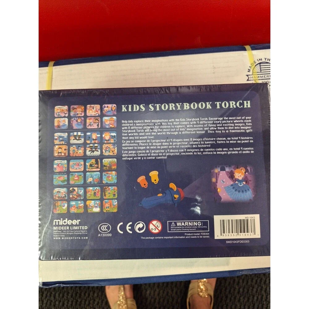 Mideer Kids Storybook Torch Night Light Projector Bedtime Toy Story Reels New